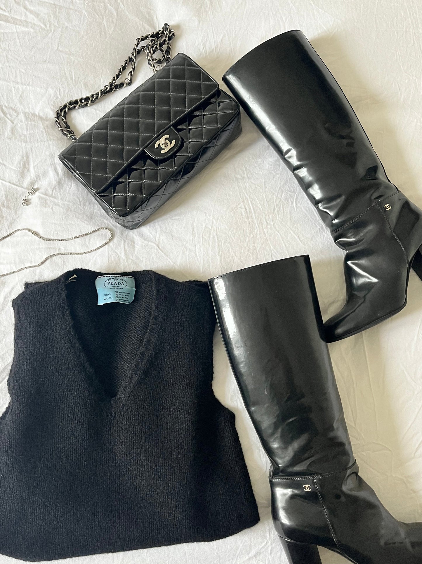 CHANEL PATENT BOOTS, 39