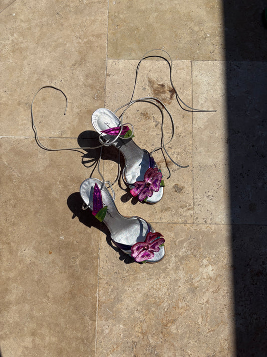VINTAGE FLOWER HEELS, 39